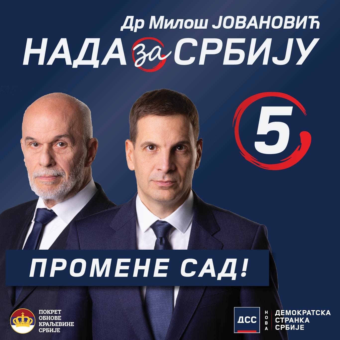 Проглашена изборна листа ДР Милош Јовановић- НАДА за Србију под бројем 5!