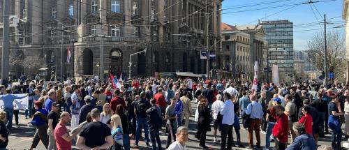 Блокада саобраћаја код Владе Србије